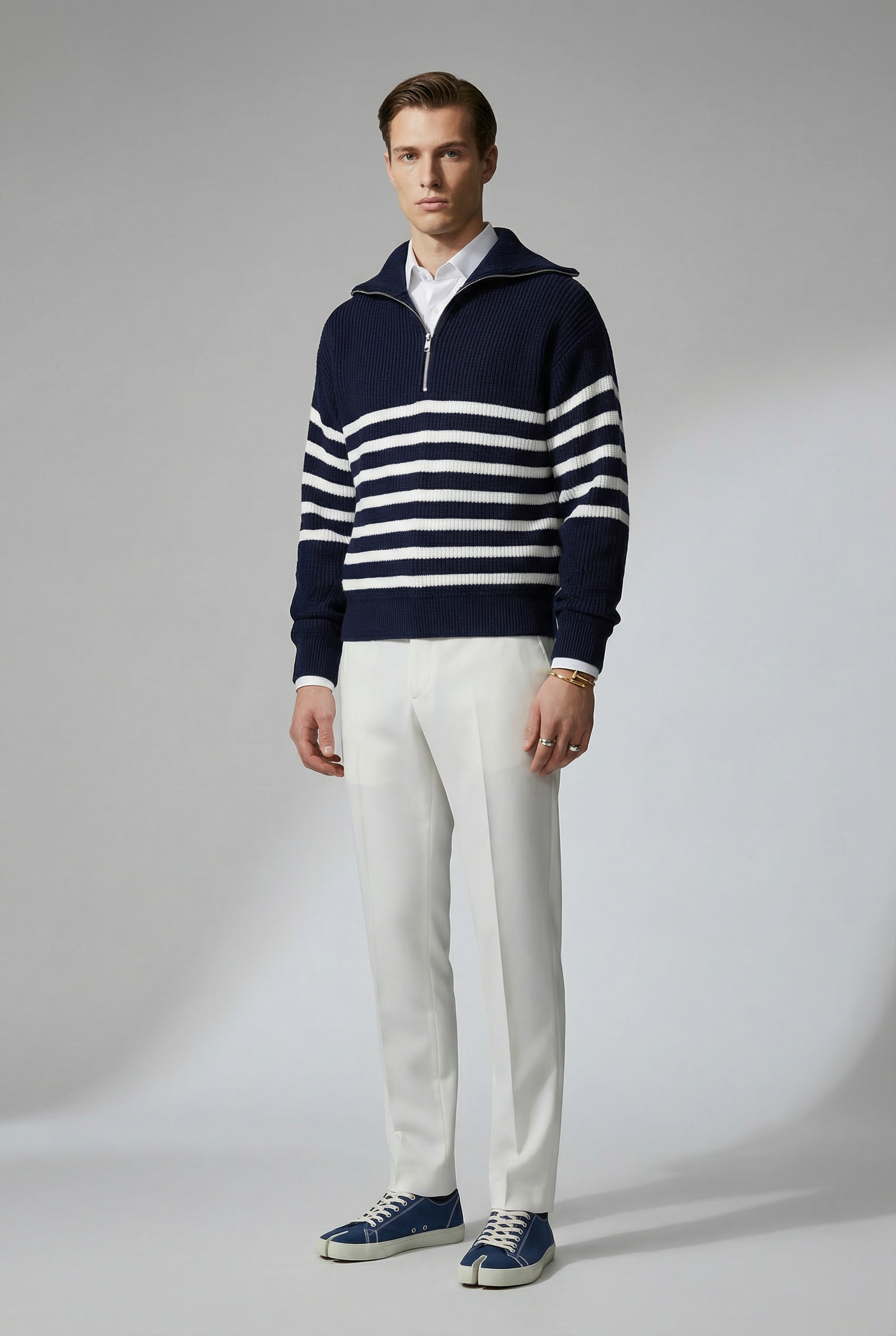 Striped Zip Up Sweater