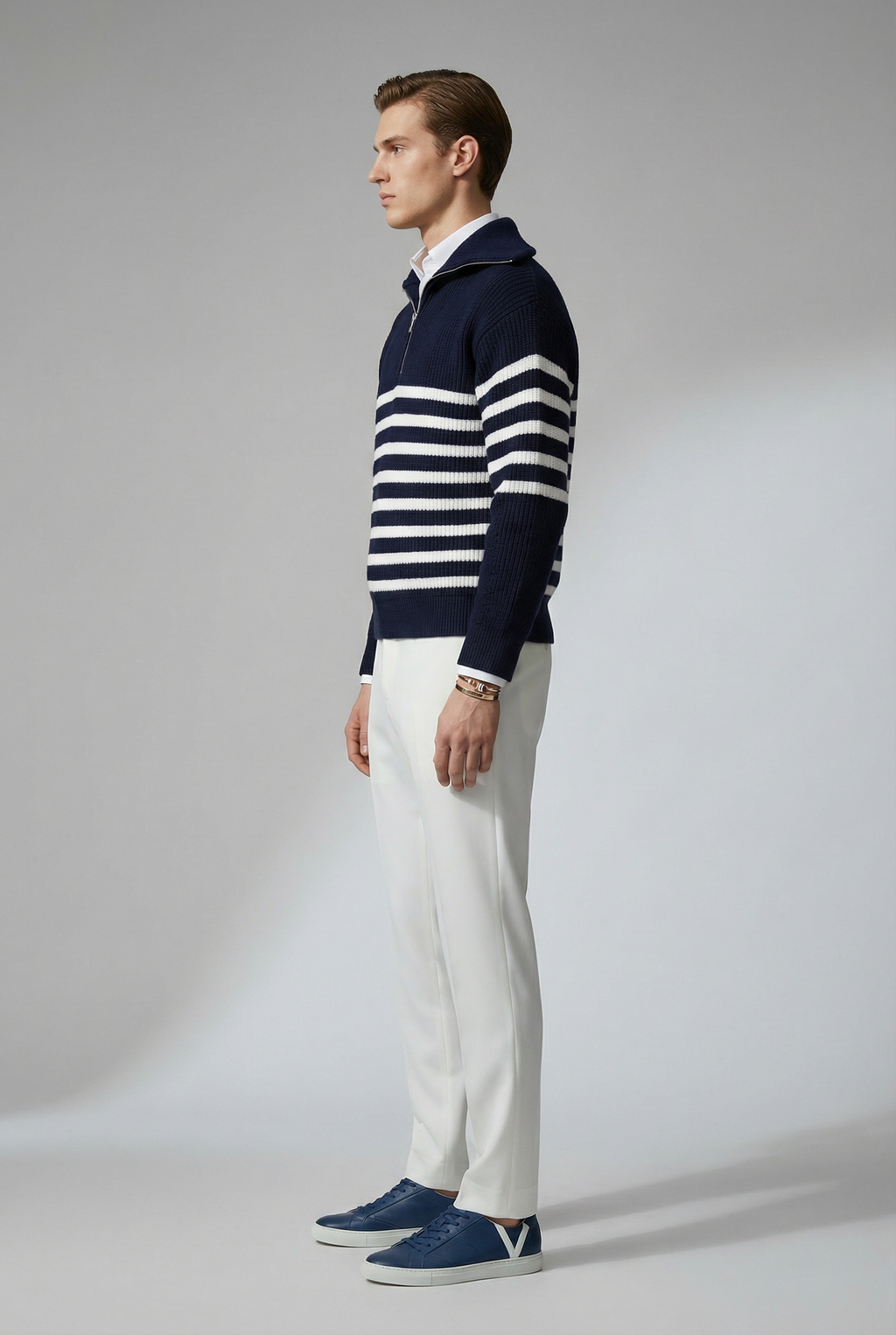 Striped Zip Up Sweater