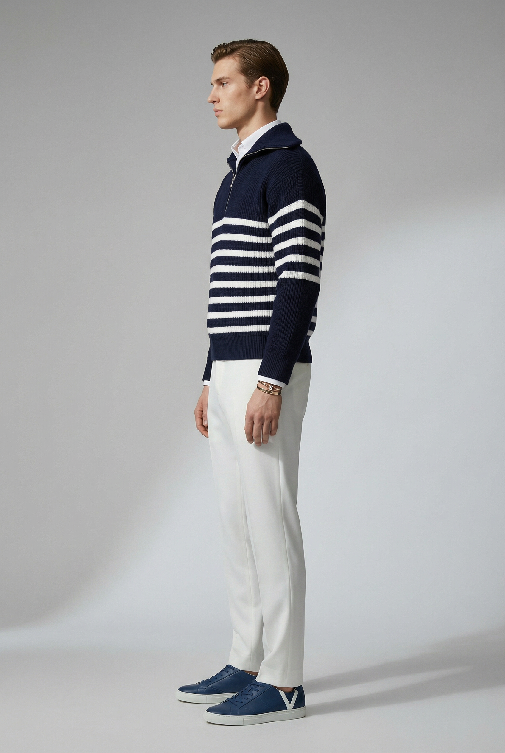 Striped Zip Up Sweater