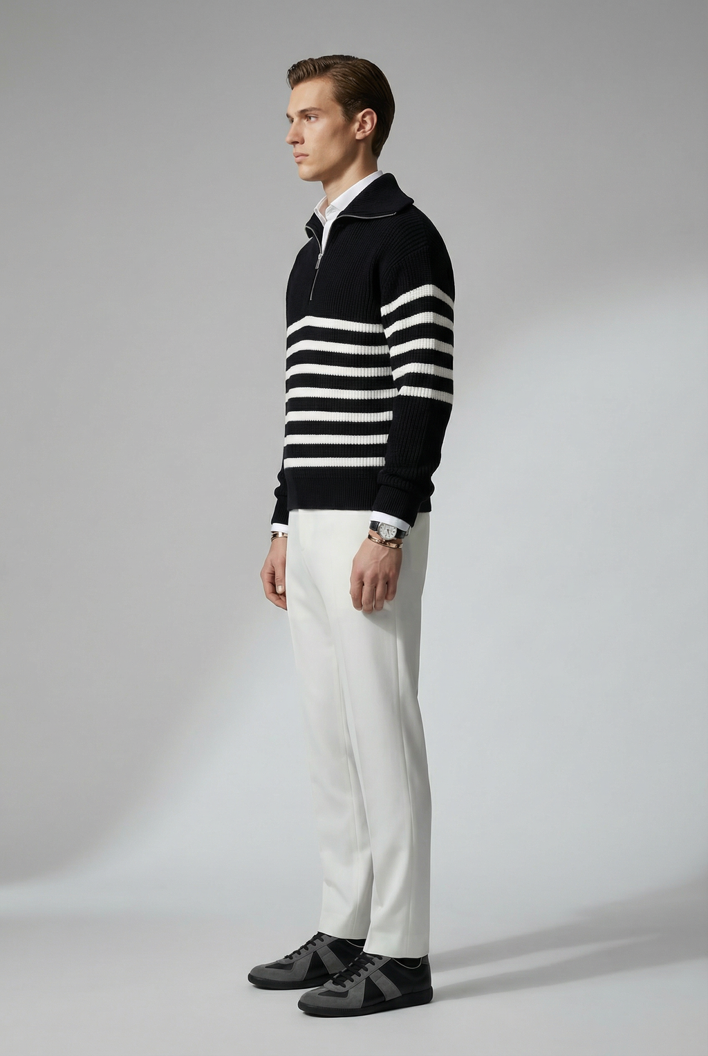 Striped Zip Up Sweater