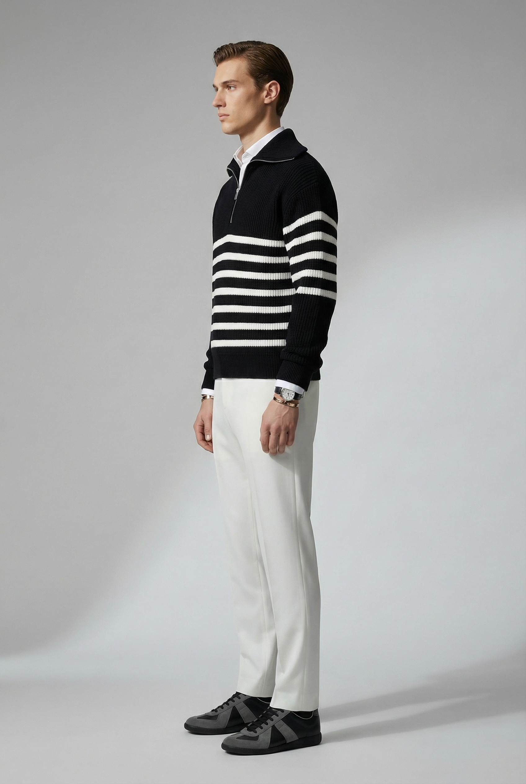 Striped Zip Up Sweater