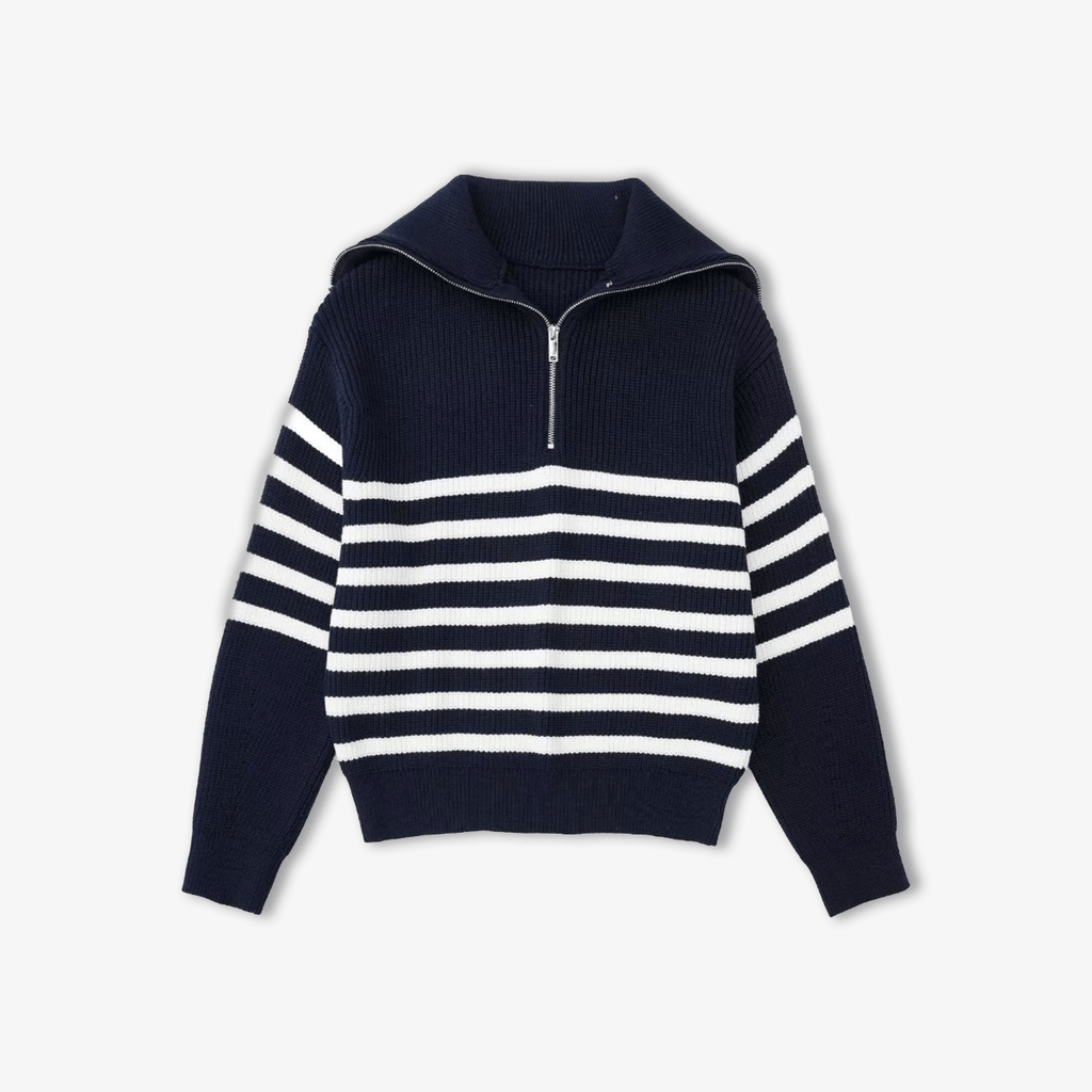 Striped Zip Up Sweater - Lumérisa