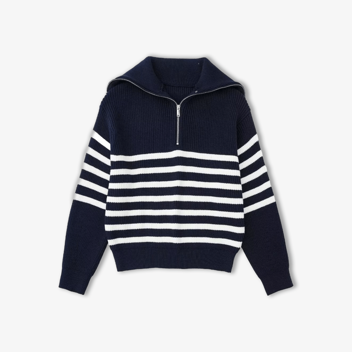 Striped Zip Up Sweater - Lumérisa
