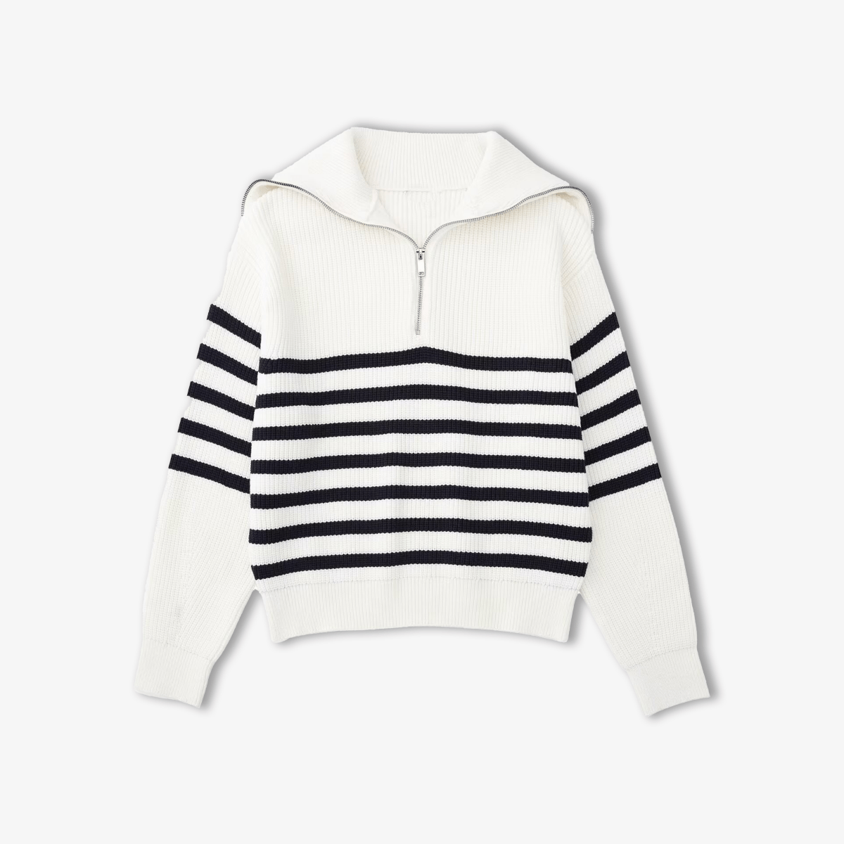 Striped Zip Up Sweater - Lumérisa