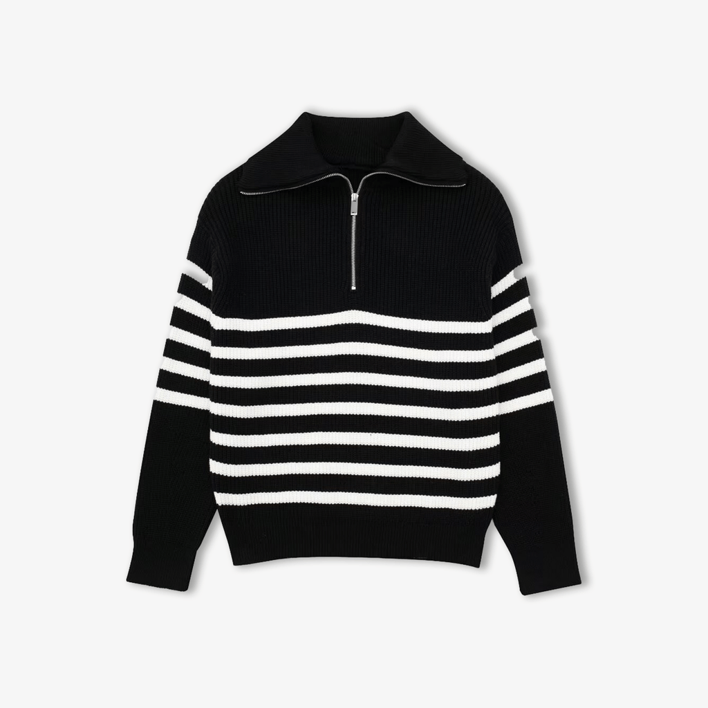 Striped Zip Up Sweater - Lumérisa